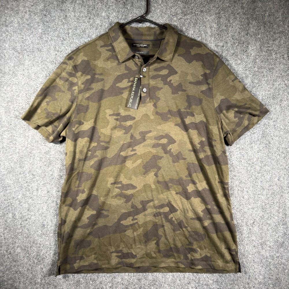 Banana Republic Luxury Touch Polo Shirt Mens XL Camo Green NWT Short Sleeve